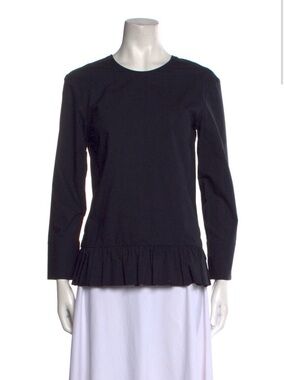 Marni Black Long-Sleeve Peplum Top